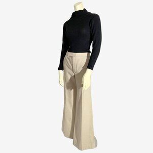 Vintage Oatmeal Beige Tan Wool Trousers / size Medium